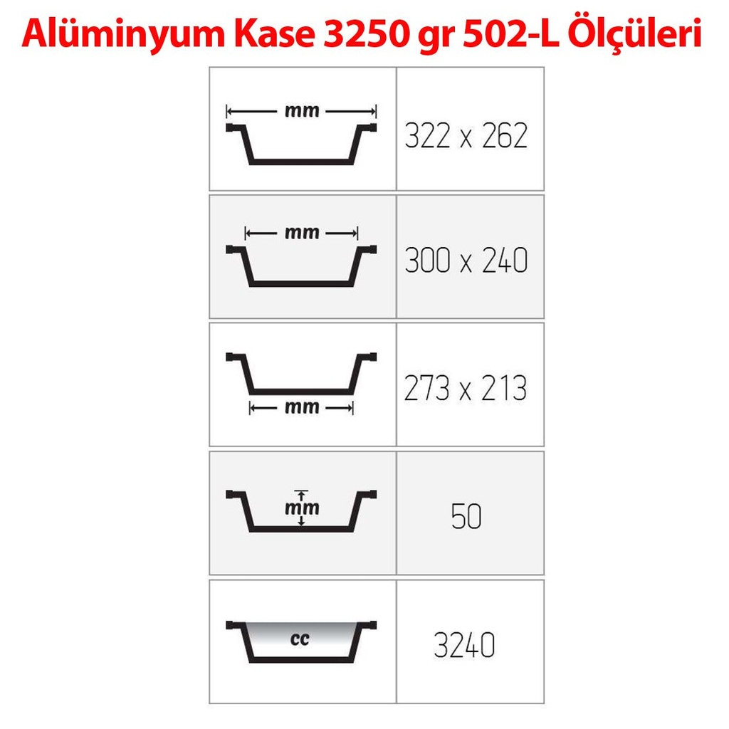 Alüminyum Kap 3250 gr Dikdörtgen Tepsi