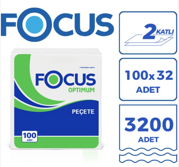 Focus Peçete 100'LÜ 32 Paket 22,5 x 26,50 cm