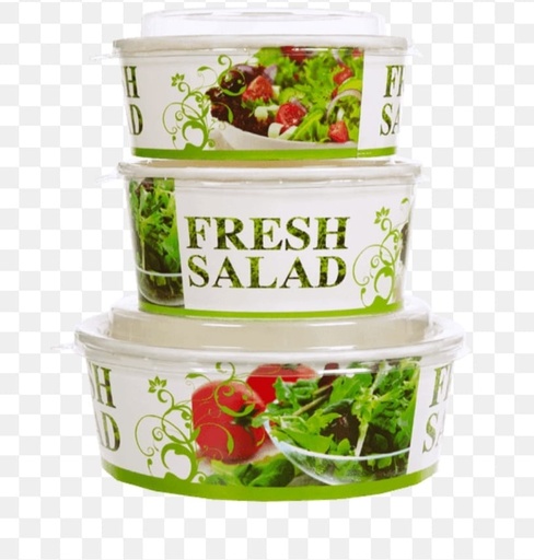 Genel Baskılı Yuvarlak Karton Salata Kabı + Kapak