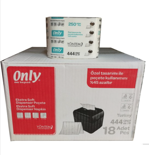 Only Evo Beyond Üstten Çekmeli Dispenser Peçete 10.5 x 20 cm 200 Yaprak 18 Paket 3600'LÜ